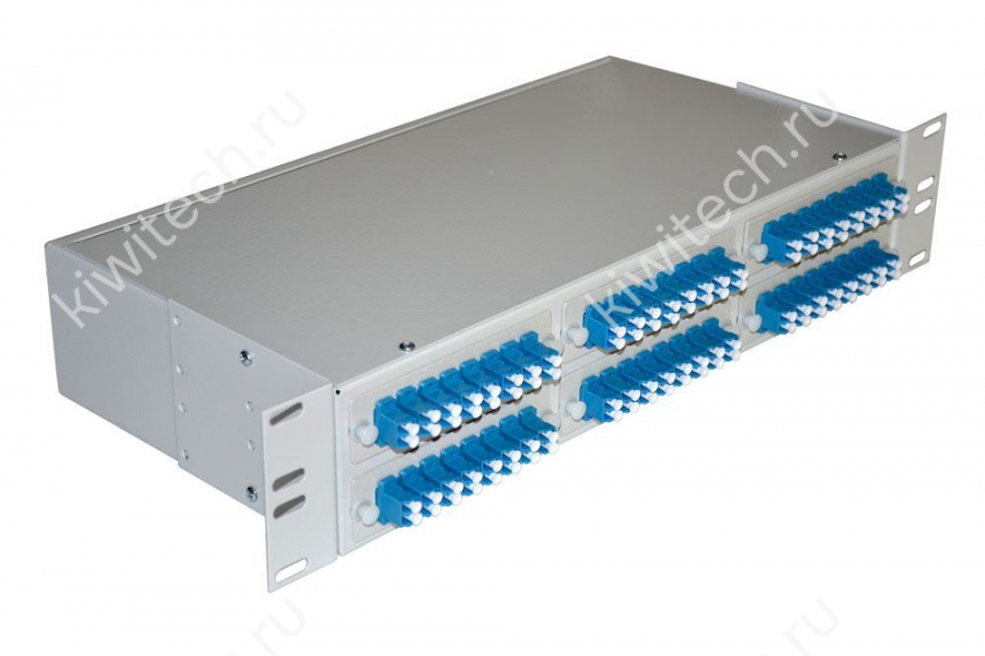 Шкаф кроссовый оптический стоечный ШКОС (черный), 19", 2U, 32 SM, укомплектованный 32 LC/UPC