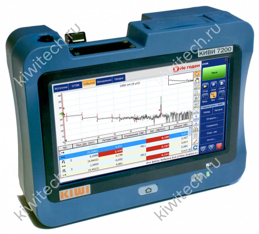 Оптический рефлектометр KIWI-7221-VPM2X (SM. 1310/1550, 36/34dB)